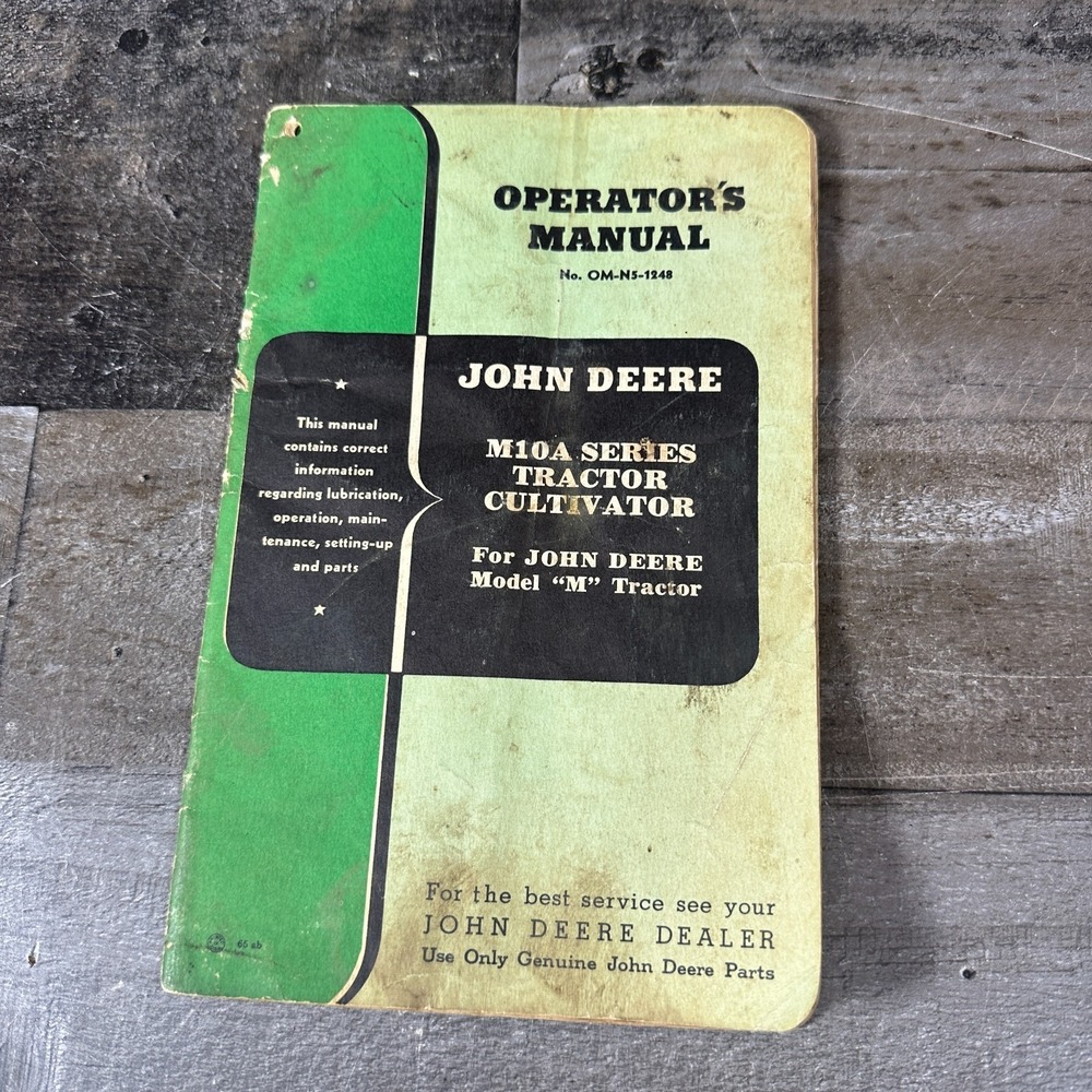 John Deere M10A Series‎ Tractor Cultivator Operator's Manual #OM-N5-1248